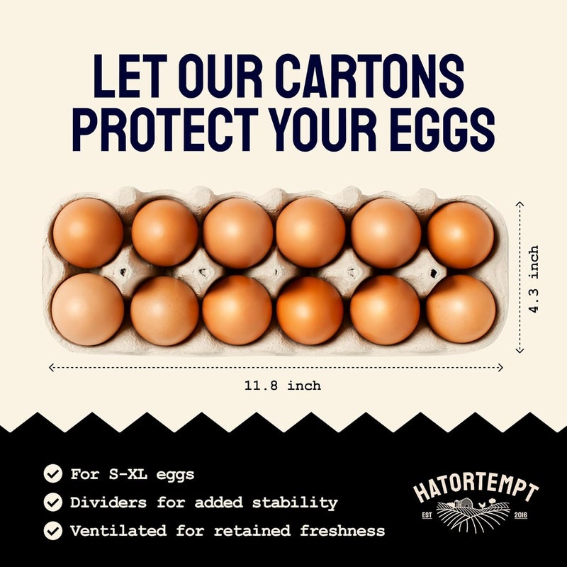 PTCOM Hatortempt Reusable Paper Pulp Egg Cartons - 48-Pack, 12-Count - Pre-Printed Cartons for Date Labeling - Versatile Egg Baskets for Market & Home - Biodegradable Bulk Packs for Easy Transport - Image 5